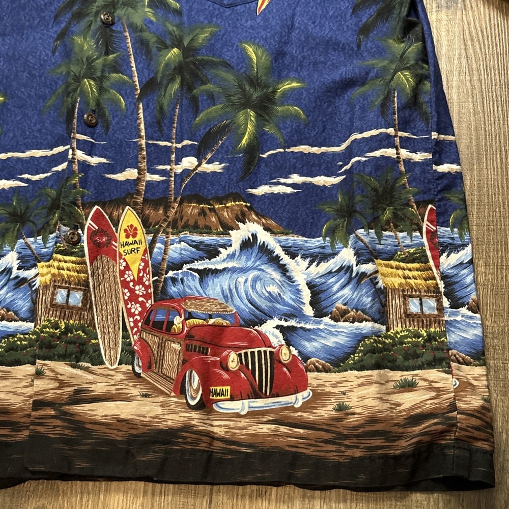 Vintage MD Fashion Hawaiian Button Down Shirt Sz L Surfing Beach Summer USA Made - Picture 4 of 9